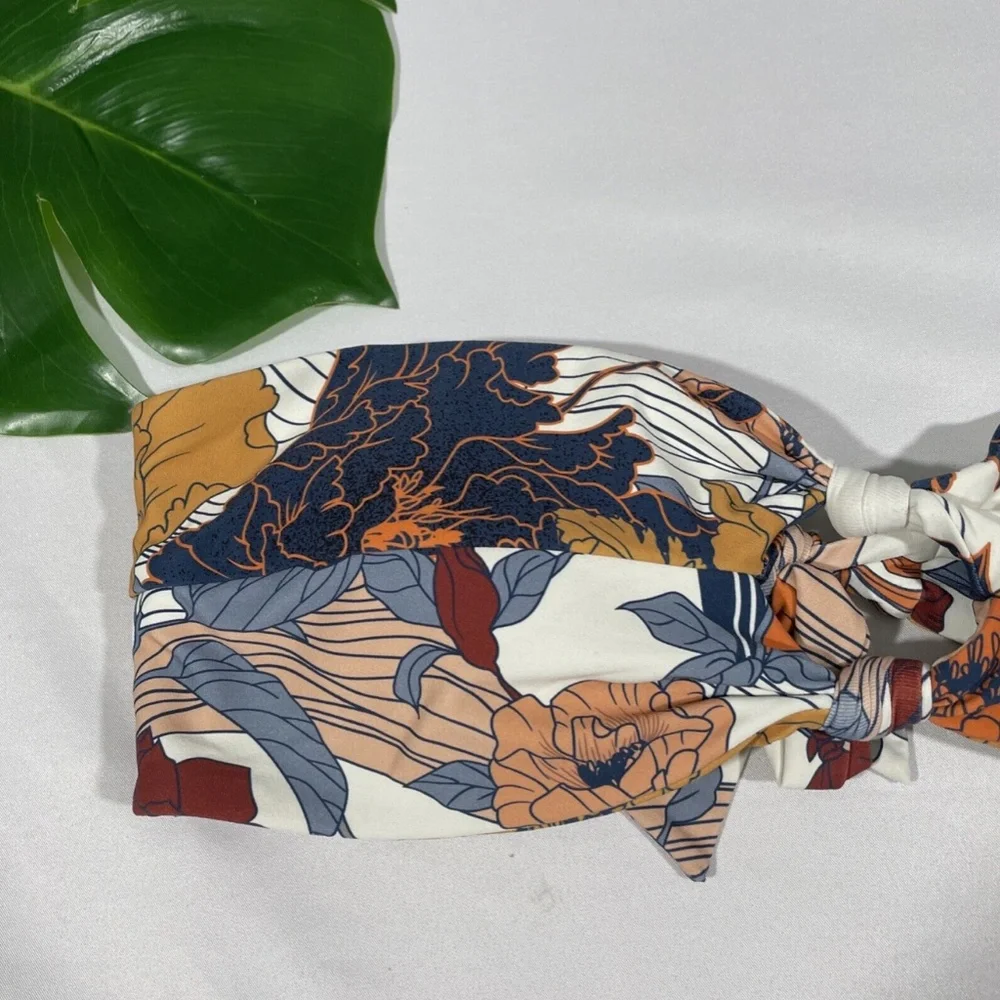 NEW O'Neill‎ [ Medium ] Corinna Floral Print Knot Bandeau Bikini Top